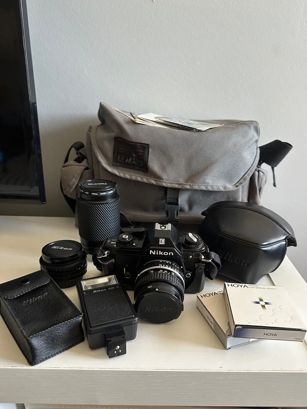 Vintage ‘93 Nikon EM 35mm Film Camera with 3 Lenses & Accessories